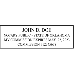 Oklahoma Notary Pink Stamp - Rectangle Imprint Example