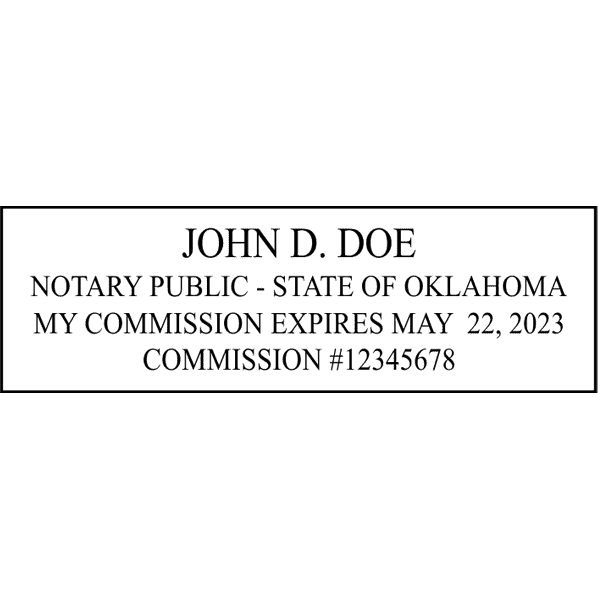 Oklahoma Notary Pink Stamp - Rectangle Imprint Example