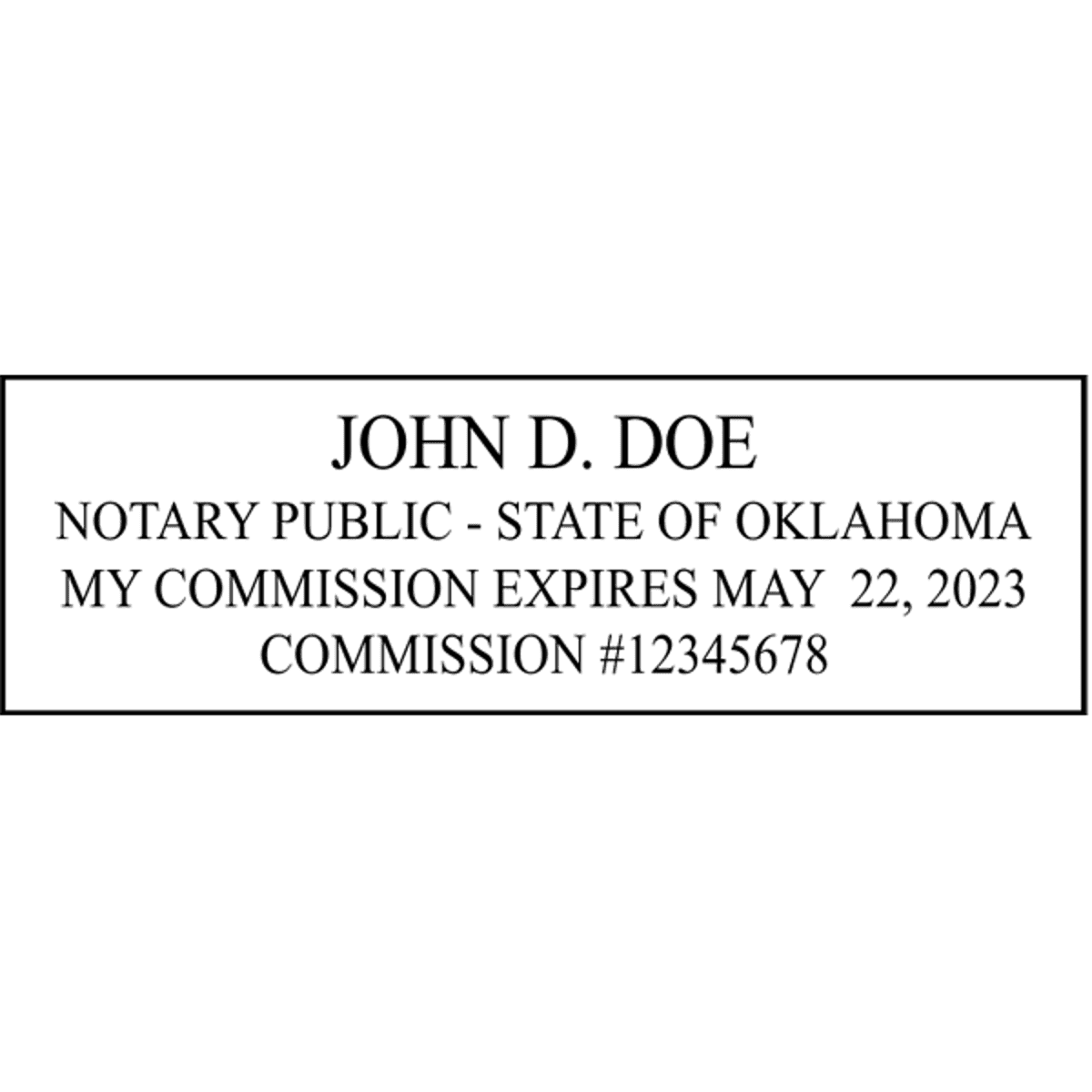 Oklahoma Notary Pink Stamp - Rectangle Imprint Example