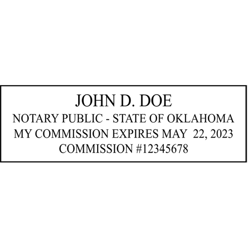 Oklahoma Notary Pink Stamp - Rectangle Imprint Example