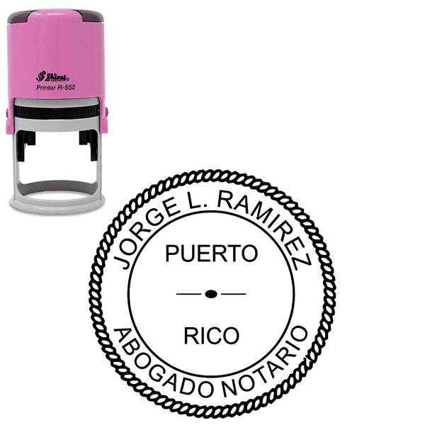 Puerto Rico Pink Round Notary Stamp