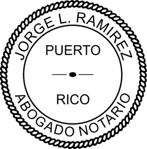 Puerto Rico Notary Pink Stamp - Round Design Imprint Example