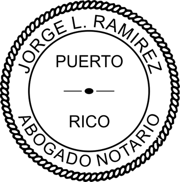 Puerto Rico Notary Pink Stamp - Round Design Imprint Example