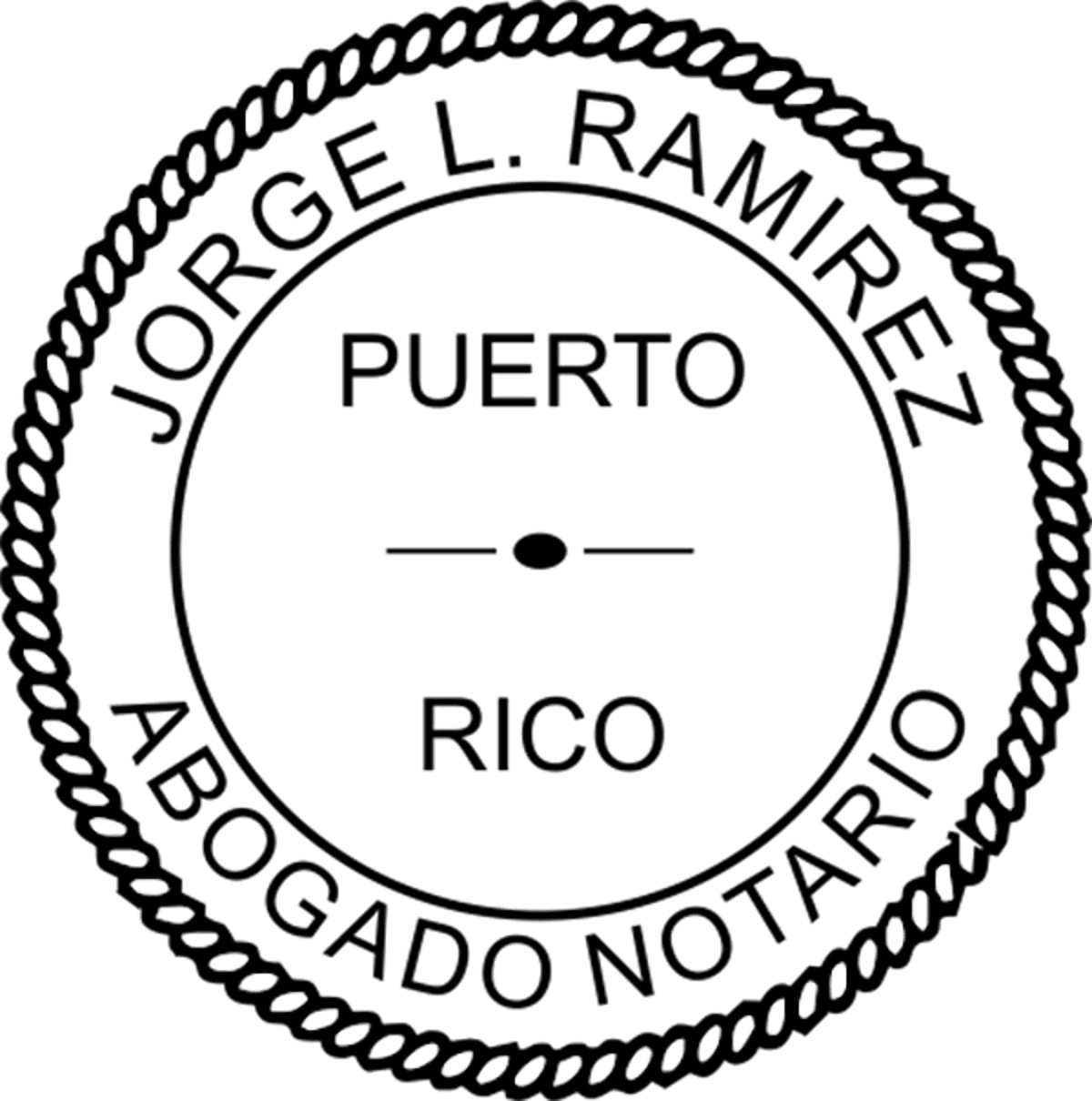 Puerto Rico Notary Pink Stamp - Round Design Imprint Example