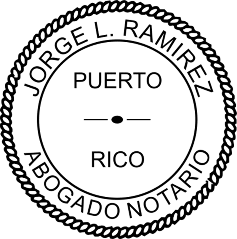 Puerto Rico Notary Pink Stamp - Round Design Imprint Example