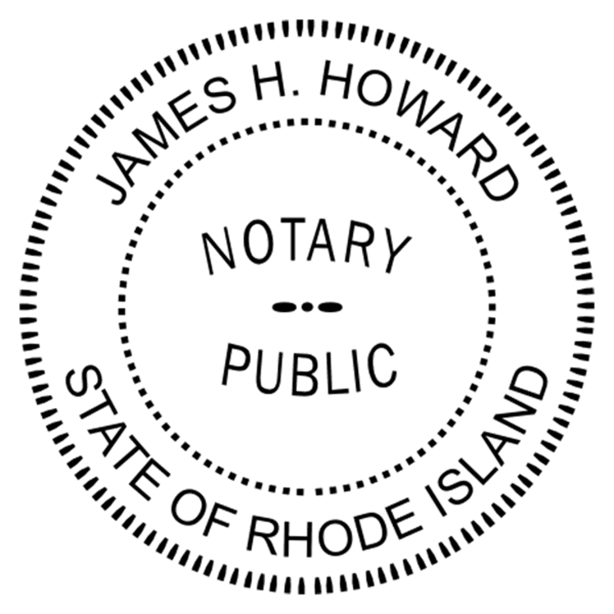 Rhode Island Notary Pink - Round Design Imprint Example