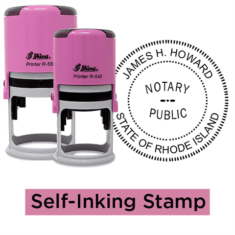 Rhode Island Round Pink Notary Seal