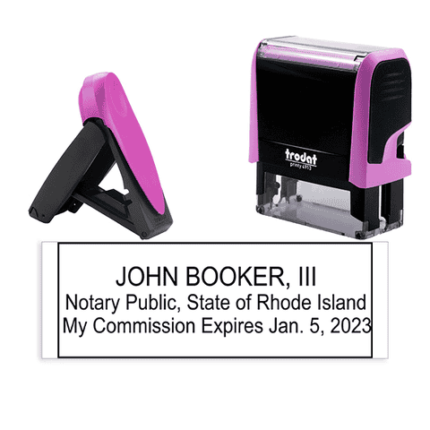 Rhode Island Pink Rectangle Notary Stamp