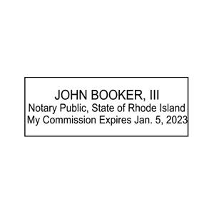 Rhode Island Notary Pink Stamp - Rectangle Imprint Example
