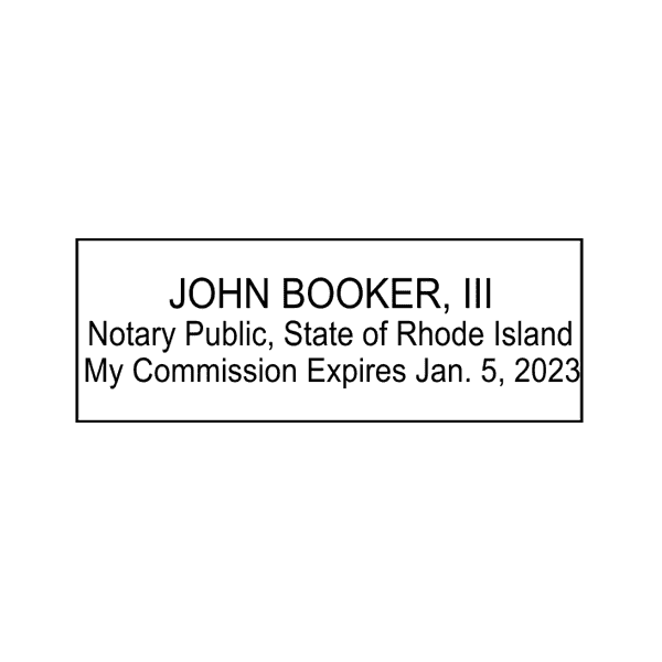 Rhode Island Notary Pink Stamp - Rectangle Imprint Example