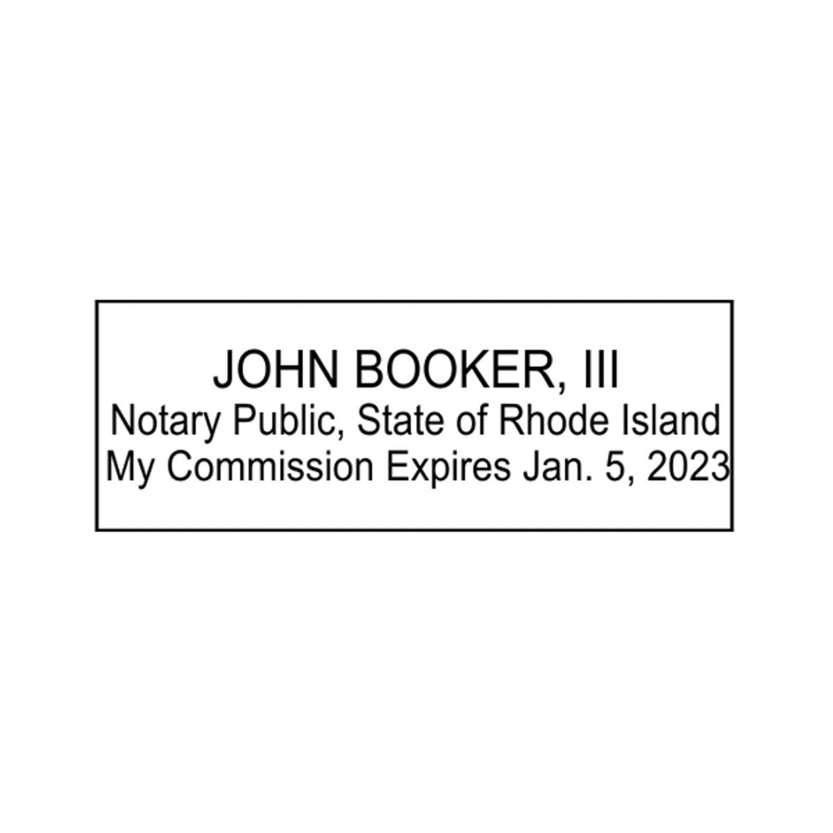 Rhode Island Notary Pink Stamp - Rectangle Imprint Example