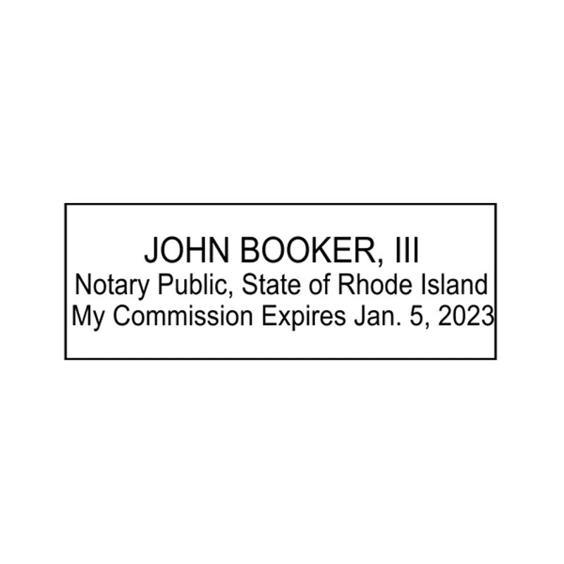 Rhode Island Notary Pink Stamp - Rectangle Imprint Example