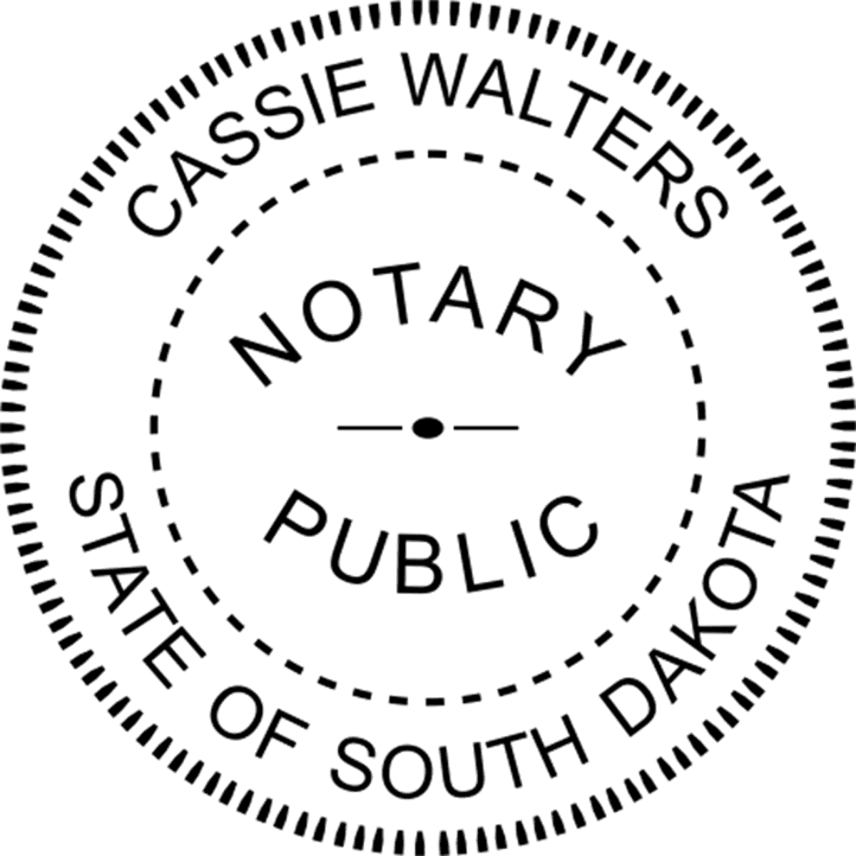 South Dakota Notary Pink Seal - Round Design Imprint Example