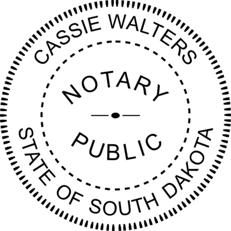 South Dakota Notary Pink Seal - Round Design Imprint Example