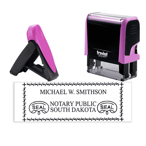 South Dakota Pink Rectangle Notary Stamp