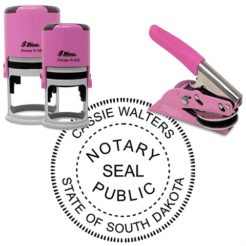 South Dakota Round Pink Notary Seal