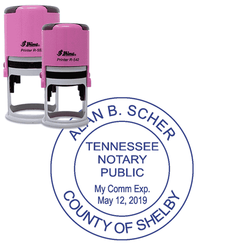 Tennessee Pink Round Notary Stamp