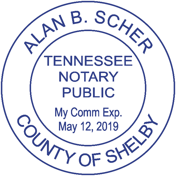 Tennessee Notary Pink Stamp - Round Design Imprint Example