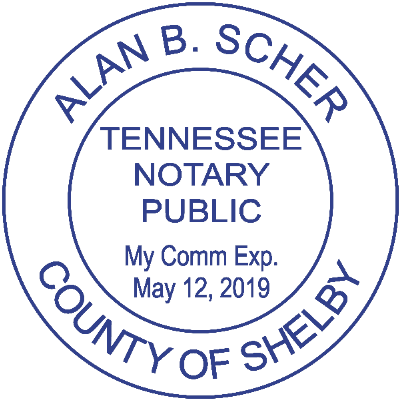 Tennessee Notary Pink Stamp - Round Design Imprint Example