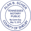 Tennessee Notary Pink Stamp - Round Design Imprint Example