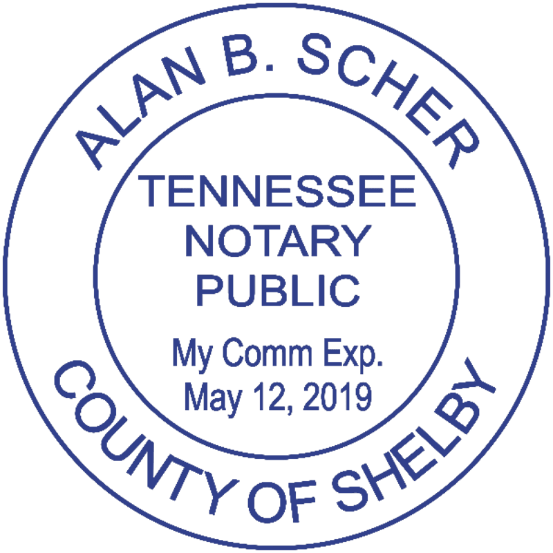 Tennessee Notary Pink Stamp - Round Design Imprint Example
