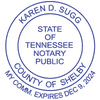 Tennessee Notary Pink Stamp With Date Below - Round Design Imprint Example