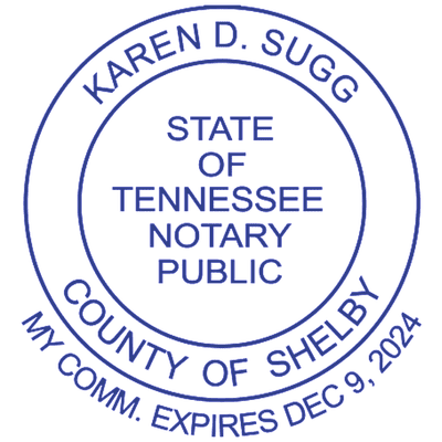 Tennessee With Date Below Pink Round Notary Stamp - alternate view