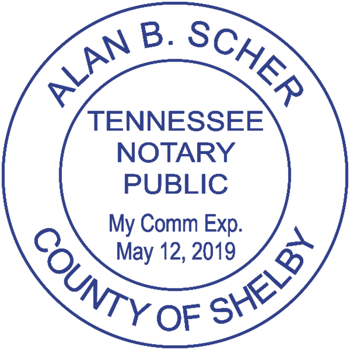Tennessee Notary Pink Stamp Without Date - Round Design Imprint Example