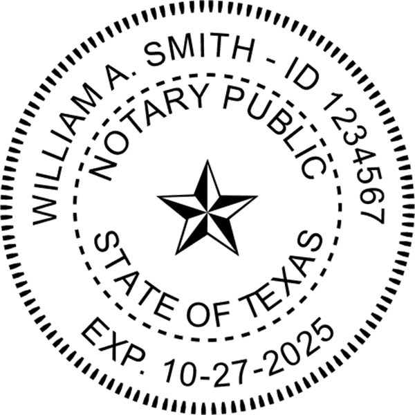 Texas Notary Pink - Round Design Imprint Example