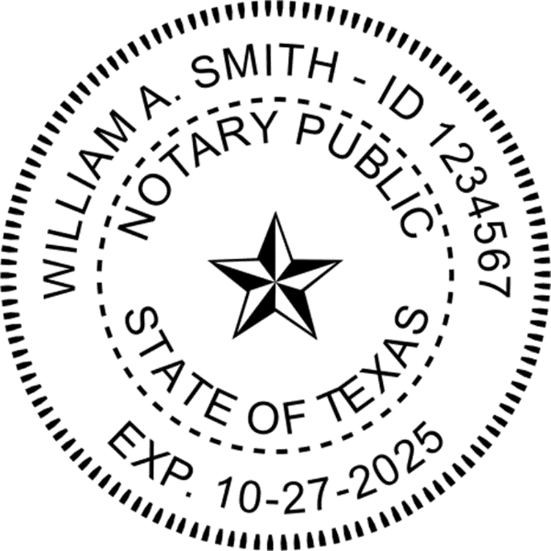 Texas Notary Pink - Round Design Imprint Example
