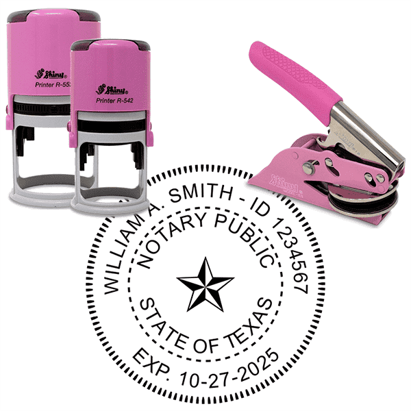 Texas Round Pink Notary Seal