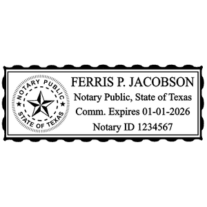 Texas Notary Pink Stamp - Rectangle Imprint Example