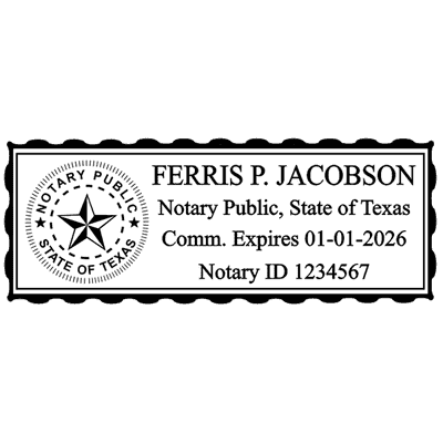 Texas Pink Rectangle Notary Stamp - alternate view