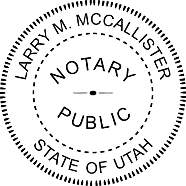 Utah Notary Pink Seal - Round Design Imprint Example