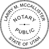 Utah Notary Pink Seal - Round Design Imprint Example