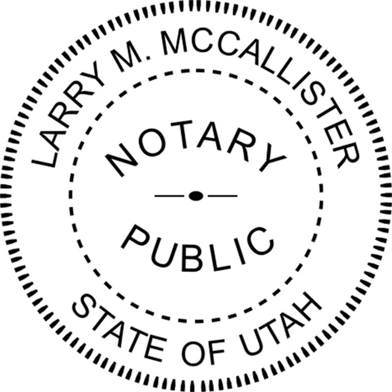 Utah Notary Pink Seal - Round Design Imprint Example