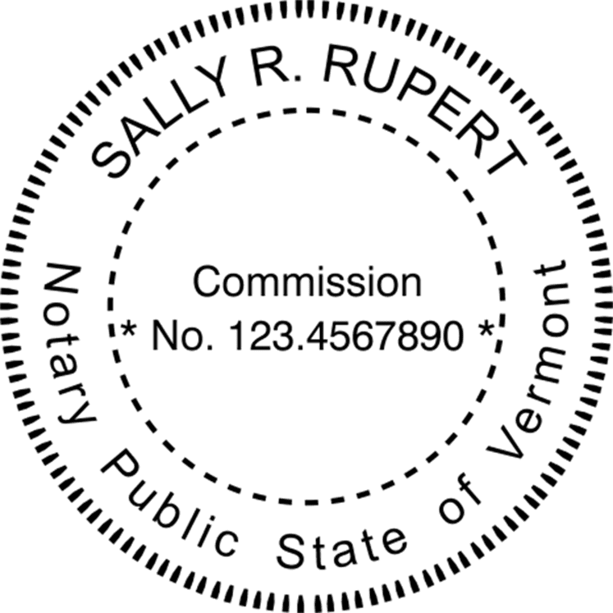 Vermont Notary Pink - Round Design Imprint Example