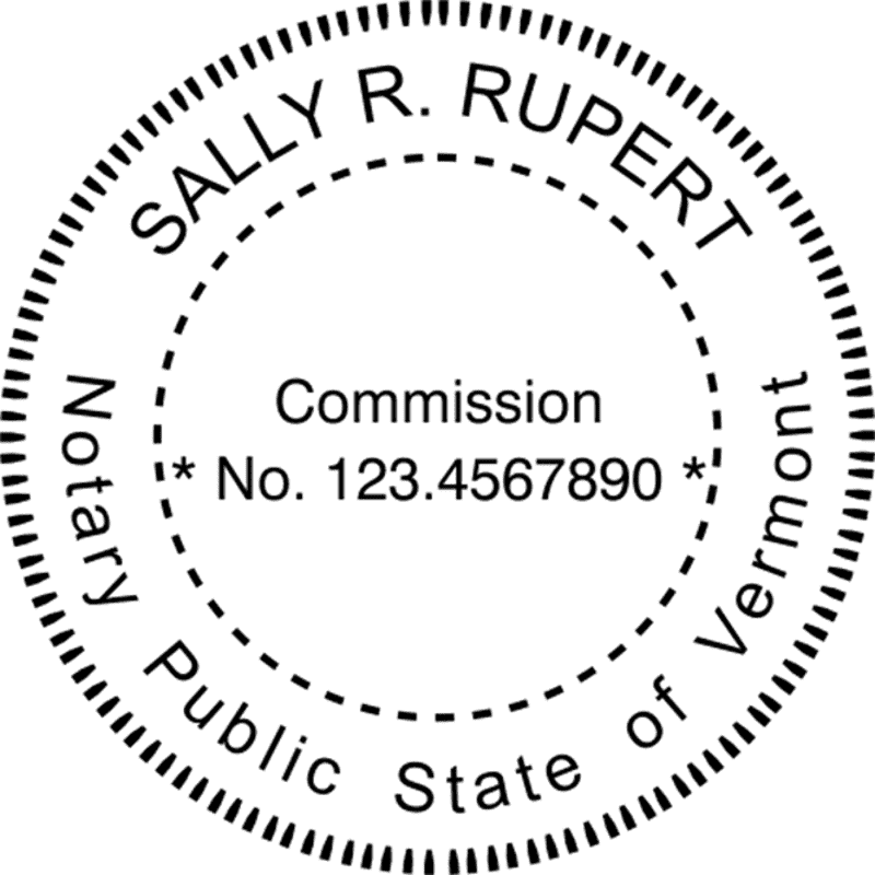 Vermont Notary Pink - Round Design Imprint Example