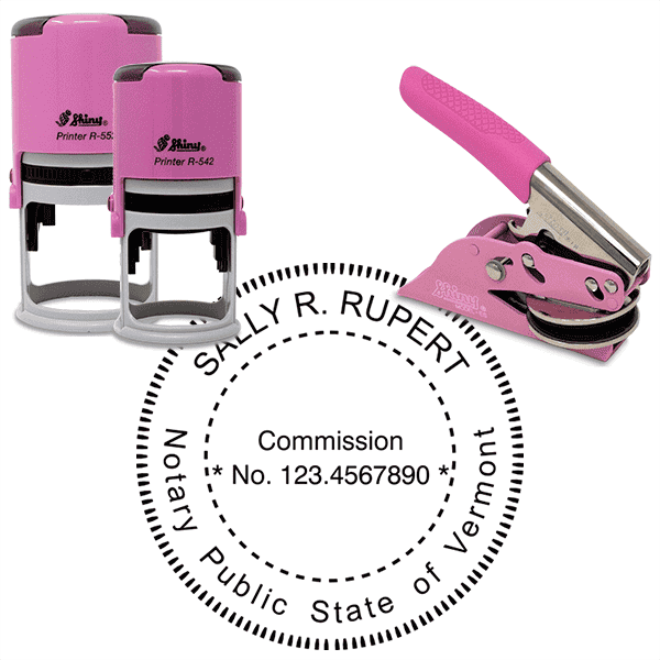 Vermont Round Pink Notary Seal