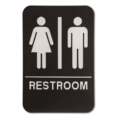 Black Unisex ADA Braille Restroom Sign | 9" x 6"