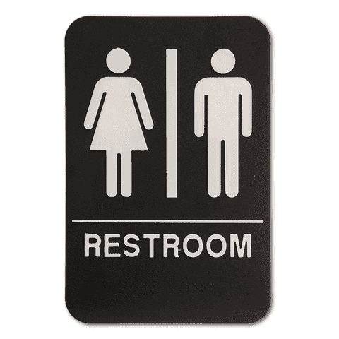 Black Unisex 9" x 6" ADA Braille Restroom Sign