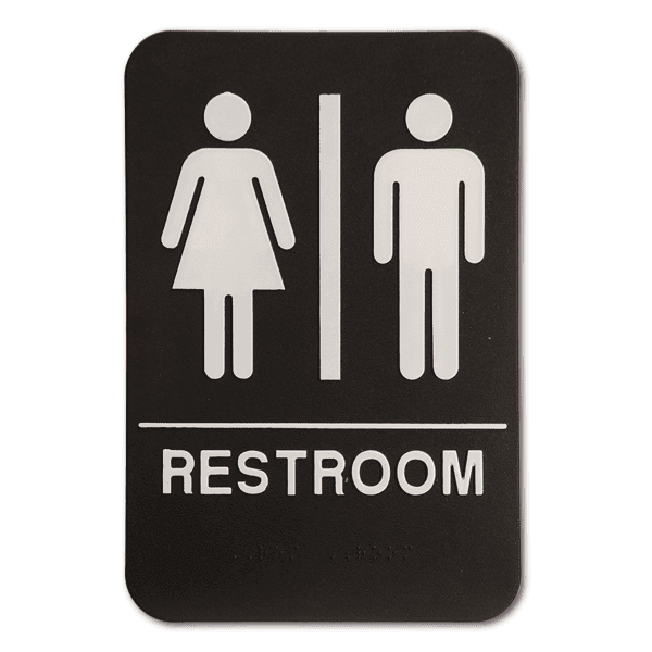 Black Unisex 9" x 6" ADA Braille Restroom Sign