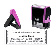 Vermont Pink Rectangle Notary Stamp