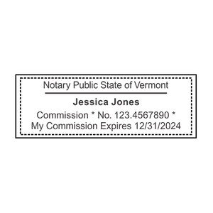 Vermont Notary Pink Stamp - Rectangle Imprint Example