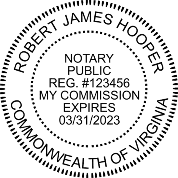 Virginia Notary Pink - Round Design Imprint Example