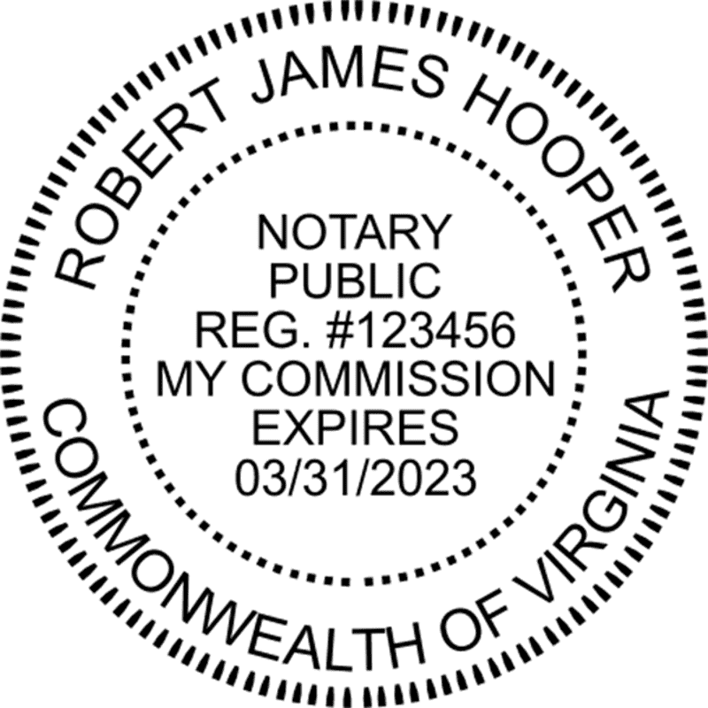 Virginia Notary Pink - Round Design Imprint Example