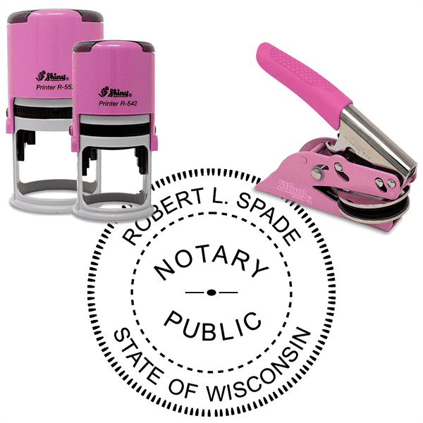 Wisconsin Round Pink Notary Seal