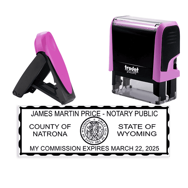 Wyoming Pink Rectangle Notary Stamp