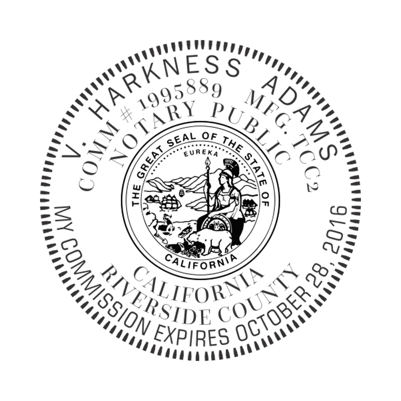 California Notary Round Design Imprint Example