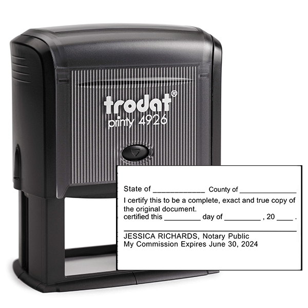 Certified True Copy Stamp for Notary Use